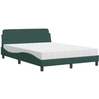 vidaXL Cama Con Colch&oacute;n Terciopelo Verde Oscuro 140x200 Cm Vidaxl