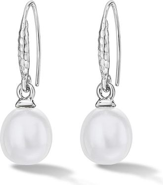 Dower & Hall 8mm Oval White Luna Pearl Drop Earrings
