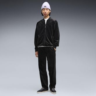 Puma Pantaloni della tuta in velluto Essentials Elevated dal taglio morbido da uomo, Accessori, Nero, XXL