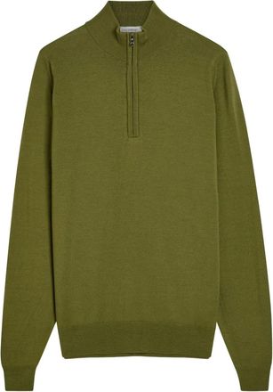 John Smedley zip-collar sweater - men - Merino - S - Green
