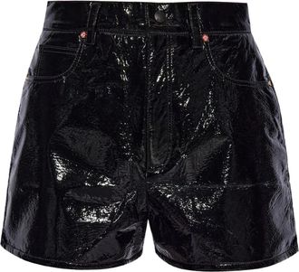 Casablanca Nep Leren Shorts - Dames - Bermuda - Zwart - S - Leer - Korte Broeken
