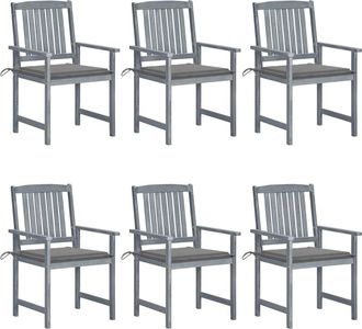 vidaXL Sillas De Jard&iacute;n Con Cojines 6 Uds Madera Maciza De Acacia Gris Vidaxl