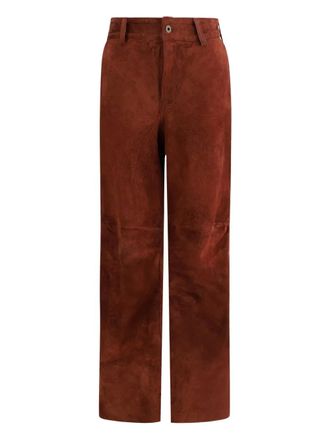 Salvatore Santoro leather buttoned straight trousers - women - Leather - 40 - Brown