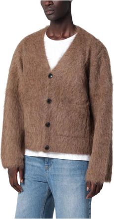 S&eacute;fr Lee Cardigan - Heren - Vesten - Bruin - S - Nylon - Truien & Vesten