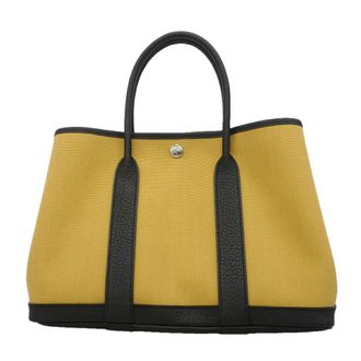 Herm&egrave;s Beige Black Toile Officier Tote Bag (Pre-Owned)