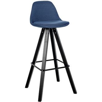 Clp Taburete De Bar Corbin De Tela Con Base De 4 Patas Cuadradas Azul Negro