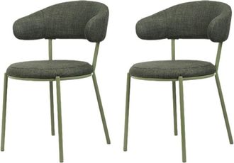 Mobili Rebecca Mobili Rebecca - Sillas Rebecca Mobili Zeita 80,5x47,5x57,5 Tela De Poli&eacute;ster Acero Verde Moderno Conjunto 2 Piezas