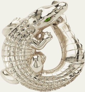 Bibi van der Velden 18K White Gold Alligator Twist Earring with Tsavorite
