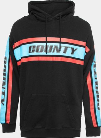 Marcelo Burlon Black County Stripe Print Cotton Hoodie