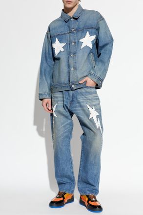 A Bathing Ape Jeans With Shimmering Appliqu&eacute;s, Mens, Blue