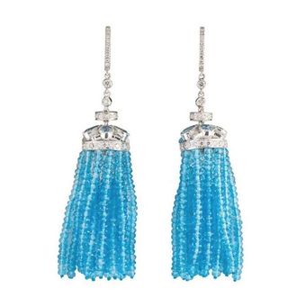 Bespoke White Gold Diamond and Topaz Earrings