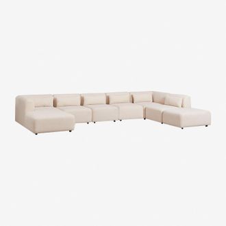 Sklum Sklum - Sof&aacute; Modular Chaise Longue Izquierdo De 6 Piezas Con Puff Fogler