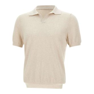 Gran Sasso V-neck Knitwear, male, White, Size: L Open Collar Knitted Polo