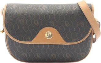 Dior Pre-owned Honeycomb PVC Coated Canvas Leather Shoulder Bag - Dames - Vintage Schoudertas - Bruin - ONE Size - Leer - Vintage