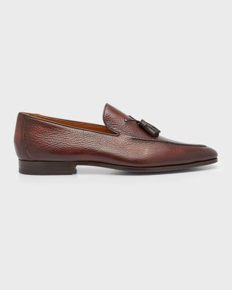 Magnanni Mens Seneca Grained Leather Tassel Loafers