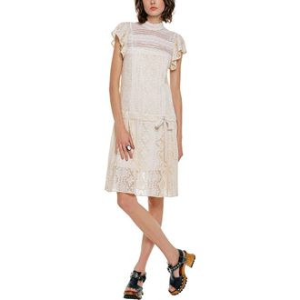 Anna Sui Victorian Lace Combo Drop Waist Dress in Ivory at Nordstrom, Size 10