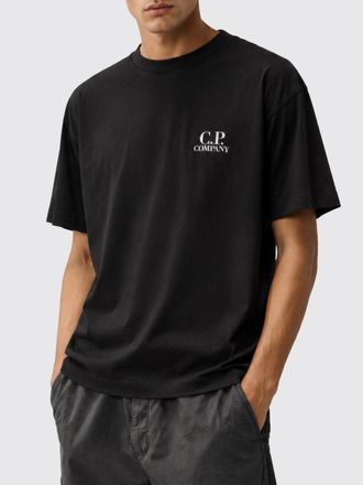 C.P. Company C. P. COMPANY T-shirt girocollo in cotone con stampa logo a contrasto e spalle cadute