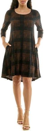 Nina Leonard High-Low Trapeze Dress in Black/Cognac at Nordstrom Rack, Size Medium