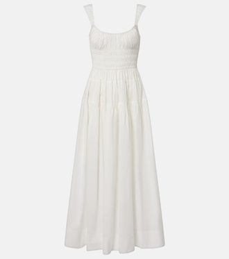 D&ocirc;en D&ocirc;en Clover shirred cotton poplin midi dress