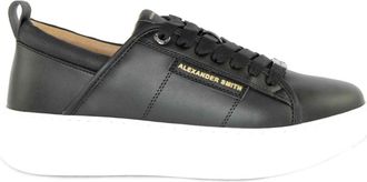 Alexander Smith Stijlvolle Zwarte Wembley Sneakers - Heren - Sneakers - Zwart - 43 EU - Leer - Schoenen