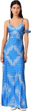 Maje Patterned Maxi Dress in Sky Blue Bandana Print at Nordstrom, Size 34