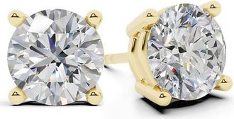 Grown Brilliance 1/2 Carat Round Lab Grown Diamond Stud Earrings in 14K Yellow Gold, Push Back, F Color, VS Clarity, 4 Prong Setting