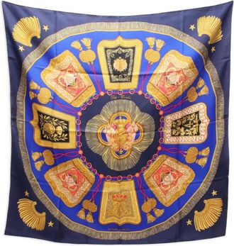 Hermès Foulard Poste et Cavalerie in seta anni 2000 - Blu