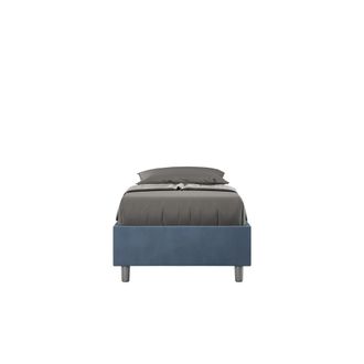 ITYhome Ityhome - Letto Singolo Rivestito In Microfibra - Azelia - Colore: Blu - Tipologia Letto: Senza Rete - Dimensione Rete: 90x200