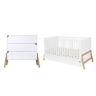 OEM Lit &Eacute;volutif 70x140 Et Commode 3 Tiroirs Bellamy Lotta Blanc