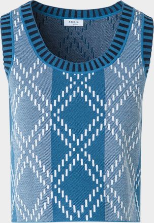 Akris Diamond Jacquard Merino Wool Top