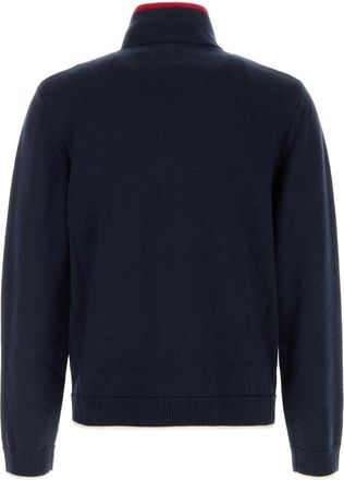 Casablanca Mens Navy Blue Wool Cardigan Exterior: Merino Maglieria Sweater