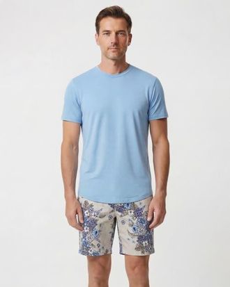 Lords of Harlech Clumped Floral Mens Flat Front Short in Clumped Floral Natural at Nordstrom, Size 33