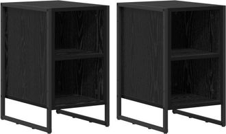 vidaXL Mesa De Noche 2 Pcs Roble Negro 39.5 X 30 X 50 Cm Vidaxl