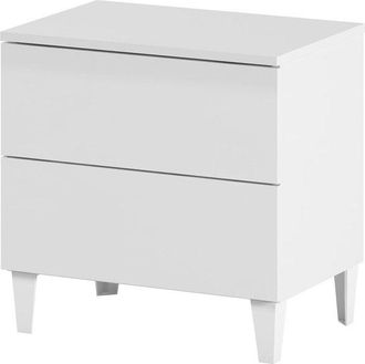 Usinestreet Usinestreet - Mesita De Noche Dormitorio Con Cajones En Blanco Brillo 50x49x34 Cm