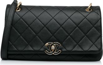 Chanel Black Twist Chain Enamel CC Flap Bag