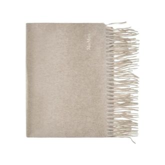 Max Mara Bufanda de lana de lujo con bordes deshilachados - Accessories - Mujer - Beige - ONE SIZE