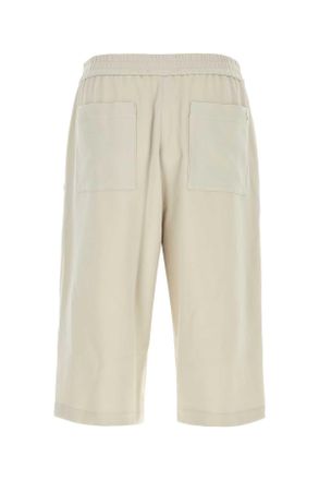 Ami Mens Chalk Cotton Bermuda Shorts Mastic Exterior