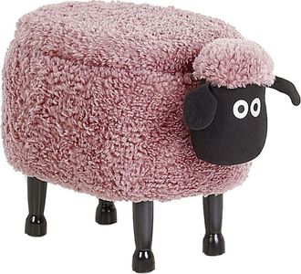 Beliani Pouf Contenitore per Bambini Finta Pelliccia Rosa con Gambe Legno Sheep