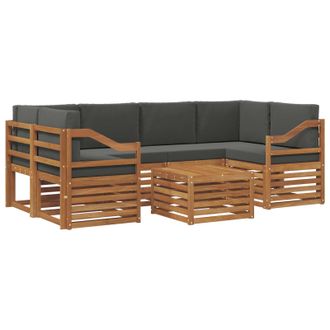 vidaXL Conjunto De Sof&aacute;s De Exterior 7 Pcs Natural Y Antracita Vidaxl