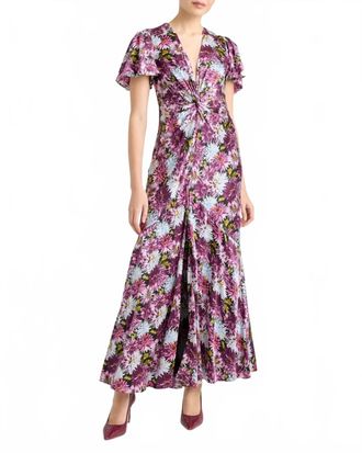 Cinq &agrave; Sept Kordyn Dahlia Print Dress In Lavender Crystal