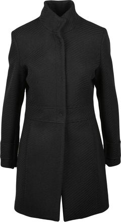 La Kore Black High-Collar Wool-Blend Coat