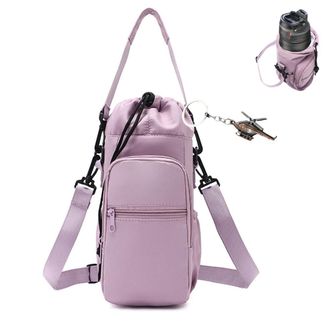 Generic Water Bottle Shoulder Bag,Portable Water Bottle Holder with Strap,Hands-Free Crossbody Carrier Outdoor Walking Hiking (Purple)