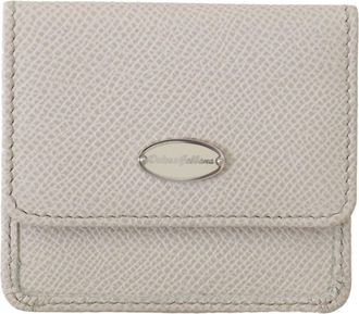 Dolce & Gabbana White Dauphine Leather Holder Pocket Wallet Condoom Mens Case