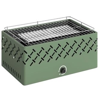 OUTSUNNY Barbacoa de carb&oacute;n 45.5x29x21 cm verde