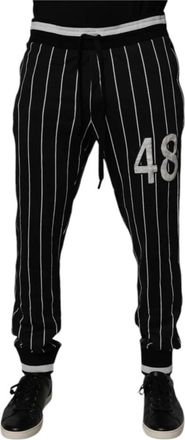 Dolce & Gabbana Gestreept Joggingbroek - Heren - Sweatpants - Zwart - XL - Katoen - Broeken