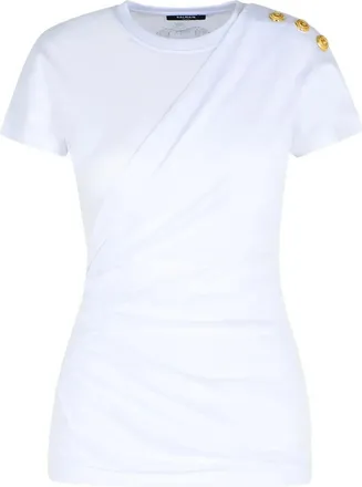 Balmain T-Shirt Drappeggiata In Jersey-Donna