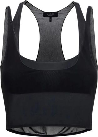 Gucci Tops, Dames, Zwart, M, Tweed, Licht cr&ecirc;pe jersey bralette set