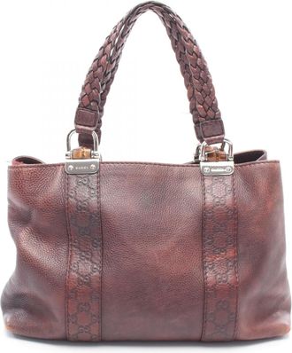 Gucci Bordeaux Leather Handbag Tote Bag (Pre-Owned)