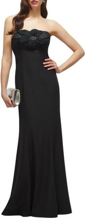 The Dessy Group Floral Embellished Strapless Gown in Black at Nordstrom, Size 10