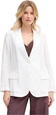 Benetton Blazer van puur linnen - Dames - Blazers - Wit - XL - Linnen - Jassen